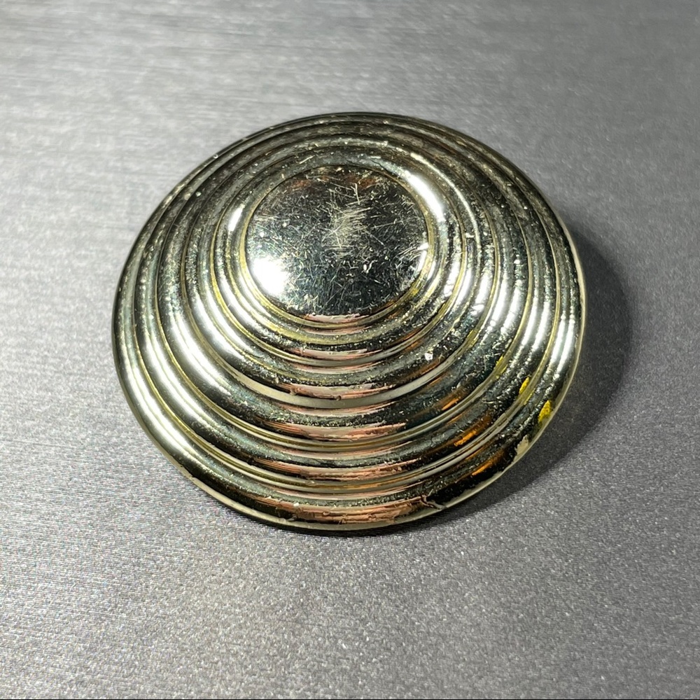 CAJC Signed Gold Tone Circular Round Brooch Pin